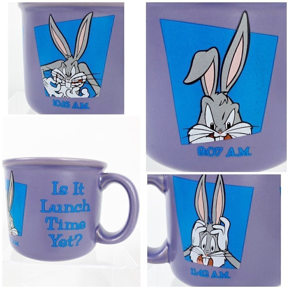 Vintage 1997 Bugs Bunny Coffee Mug Warner Bros Studio Store 14 oz Purple